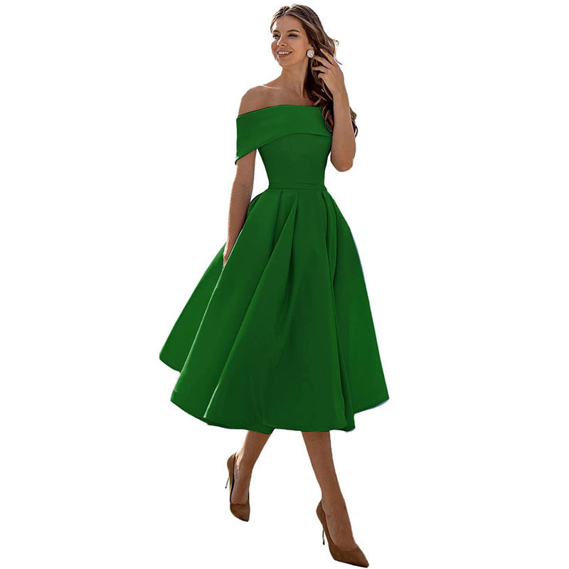 Michelle – Lässiges Trägerloses Satin-Party-Kleid