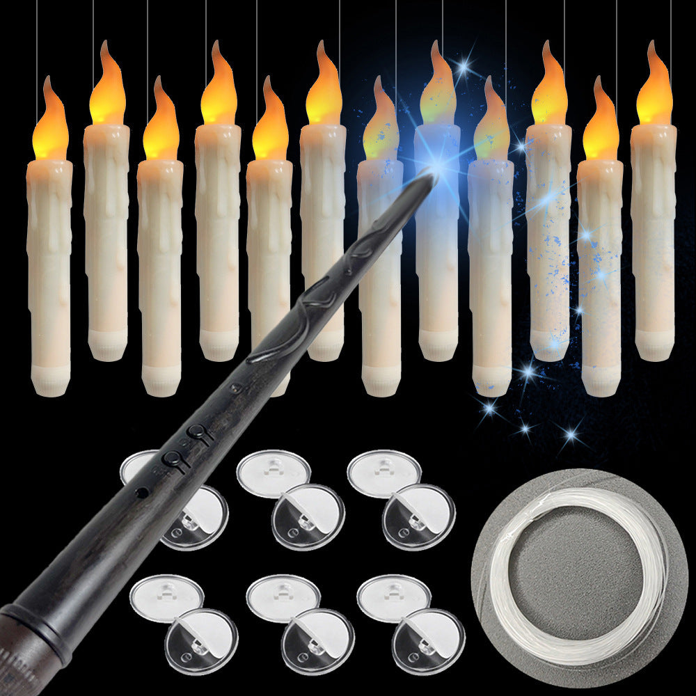 Halloween Magische Schwebende LED Kerzen mit Zauberstab – Partydeko und Spuk-Atmosphäre