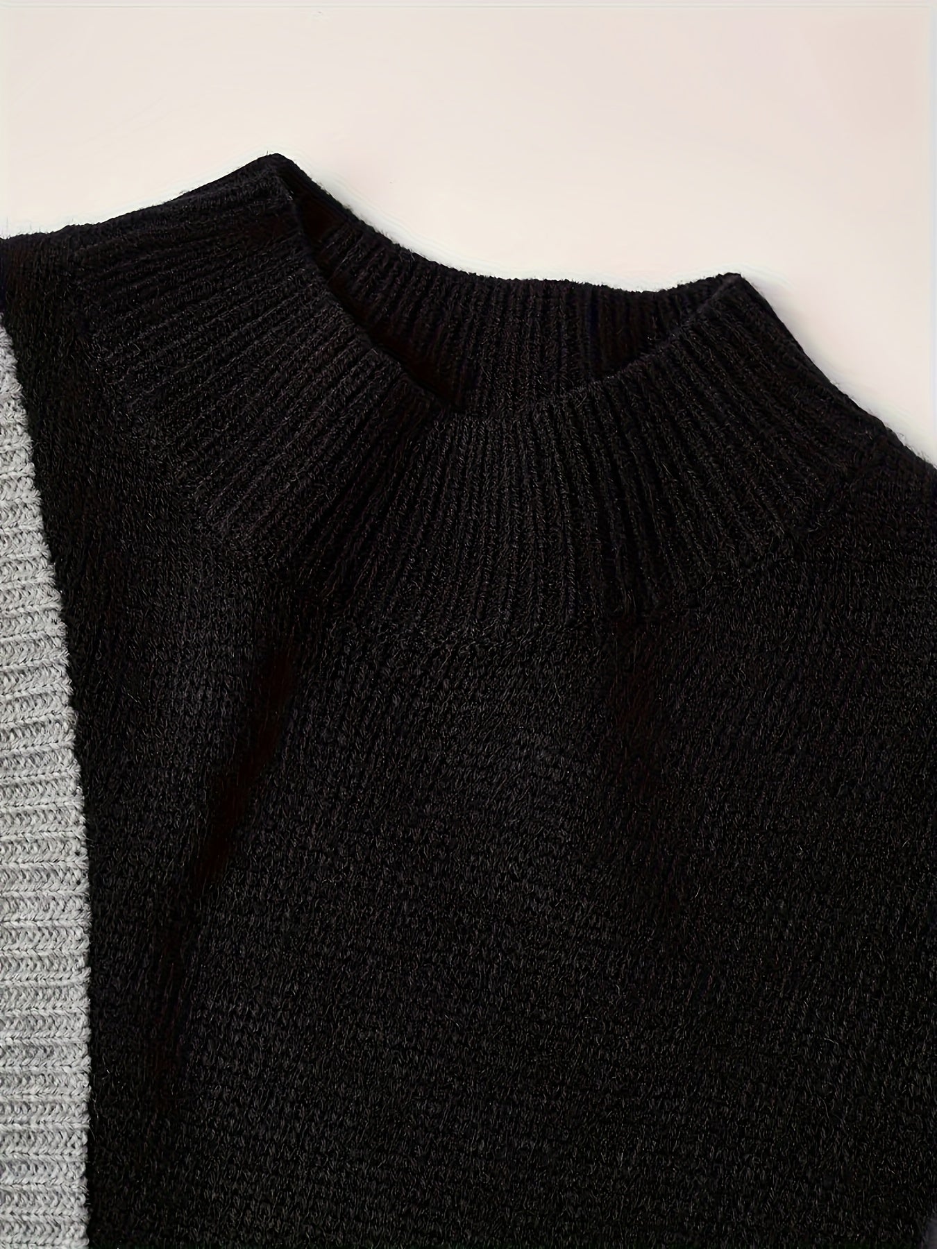 Damen Pullover im Colorblock-Design mit modischem Patchwork und elegantem Stil – Ideal für Büro und Alltag