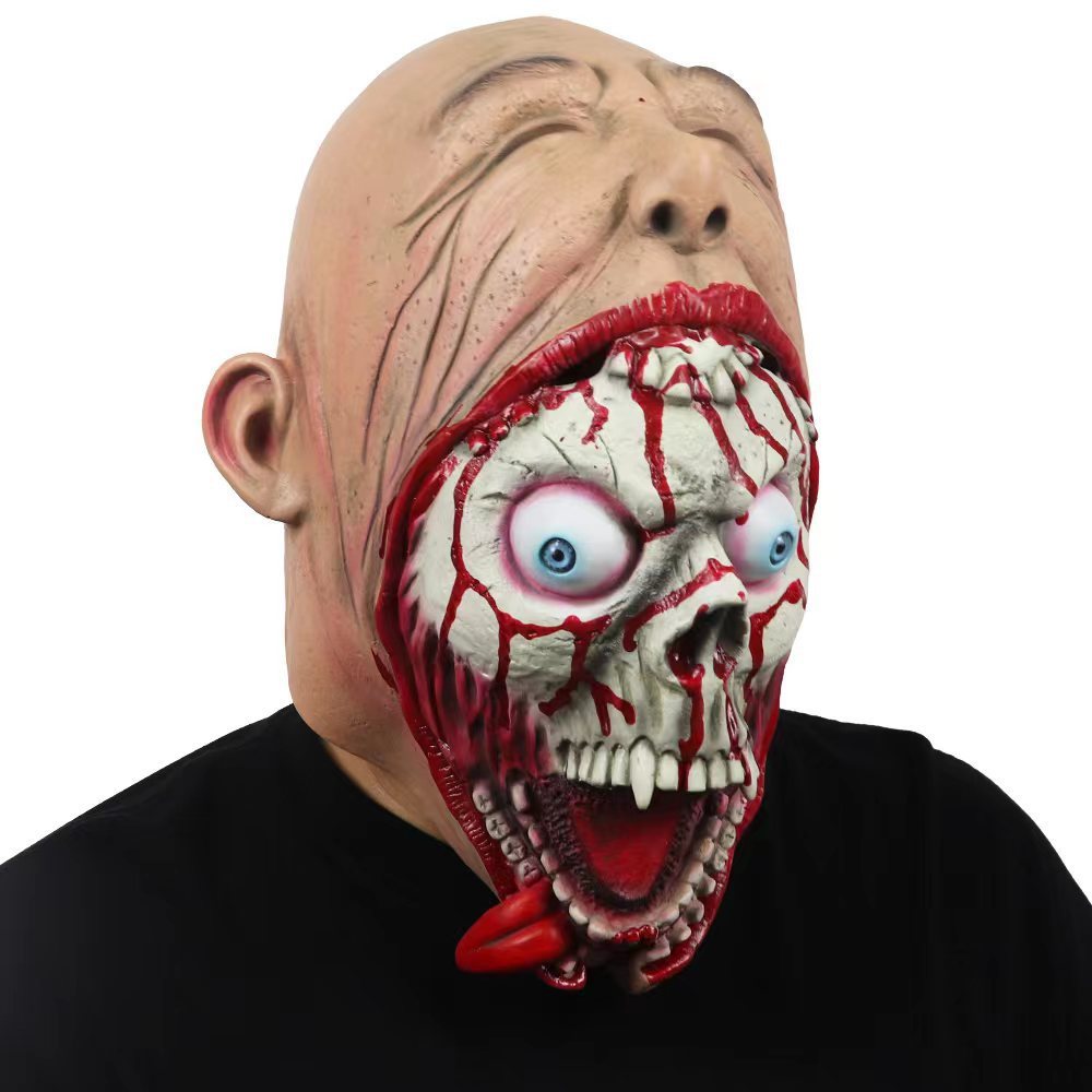Halloween Latex-Maske Horror Big Mouth für Erwachsene – Gruselige Verkleidung & Party Kostüm