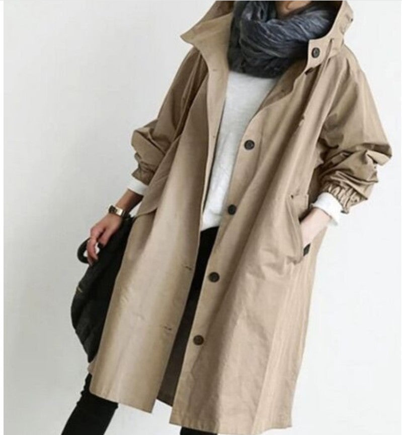 Damen Übergangsjacke mit Kapuze – Lässiger Mantel für Alltag und Freizeit