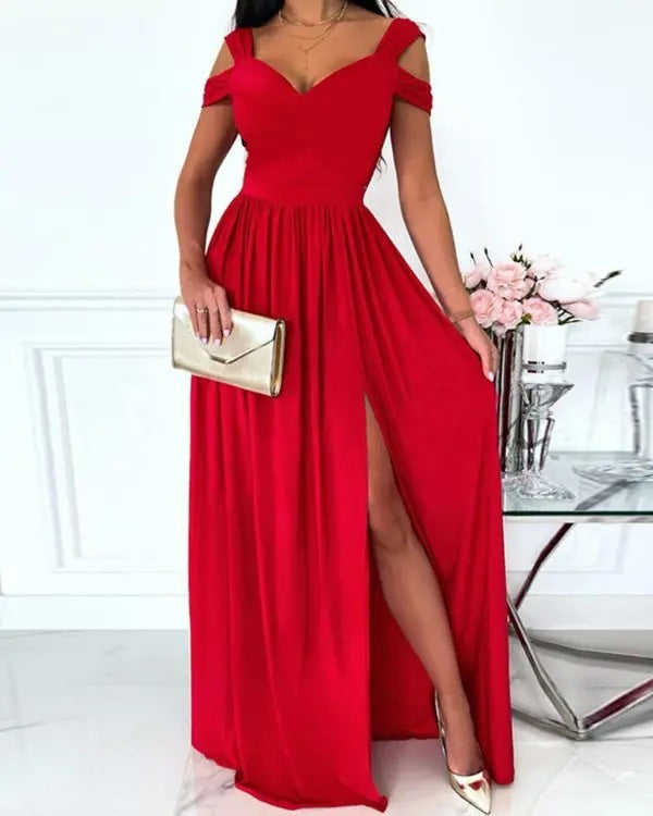 Judith – Boho Spaghetti-Träger Kleid mit Schlitz