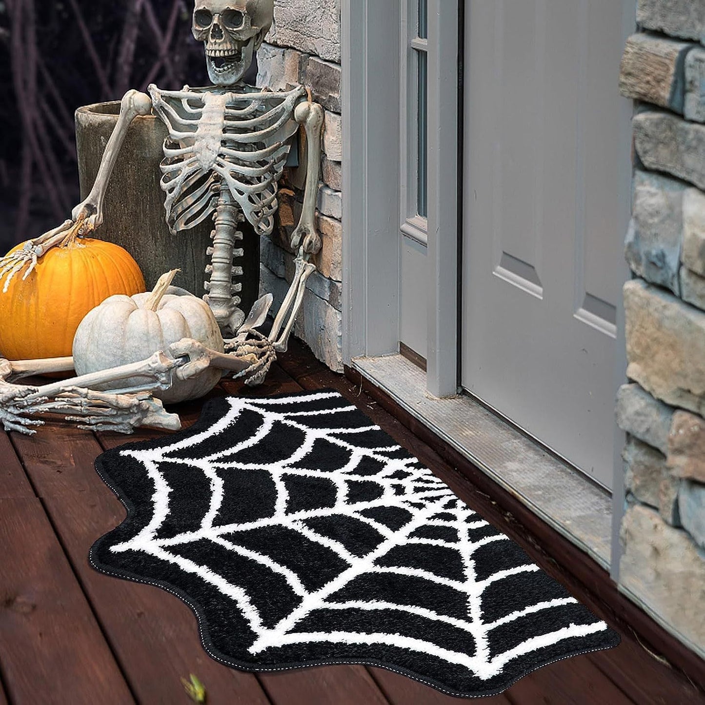 Halloween Fußmatte Spinnennetz – Deko-Teppich für den Eingangsbereich, perfekte Halloween-Party-Atmosphäre
