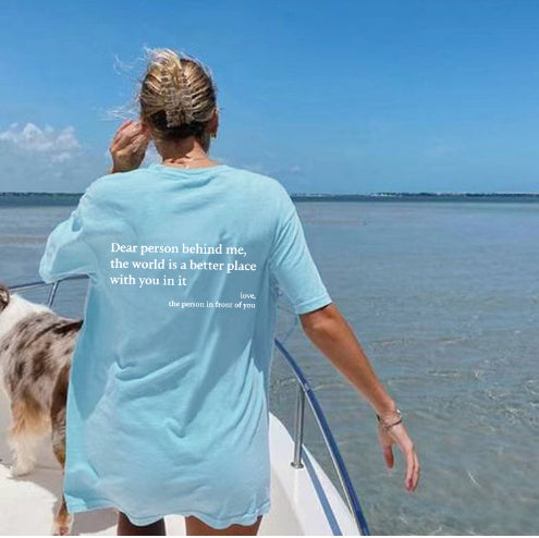 Carly – Damen T-Shirt mit Rundhalsausschnitt und Slogan
