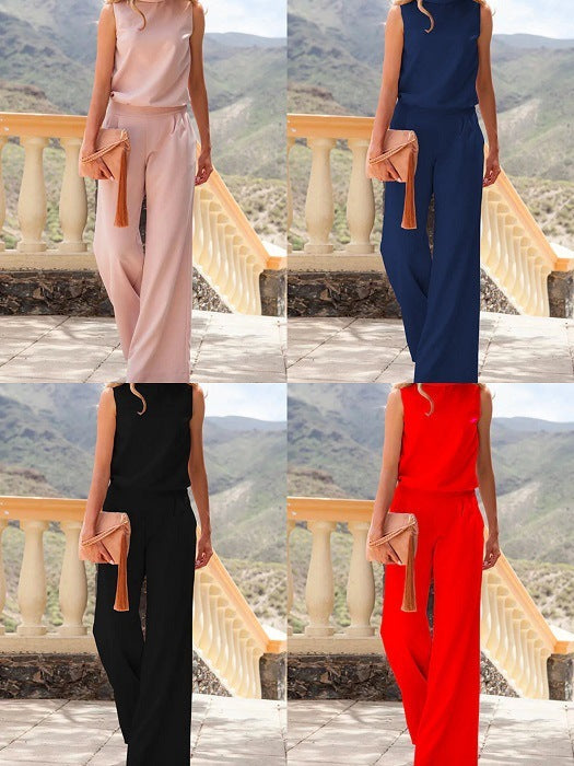Pamela – Ärmelloser, lockerer Jumpsuit für Damen in einfarbig