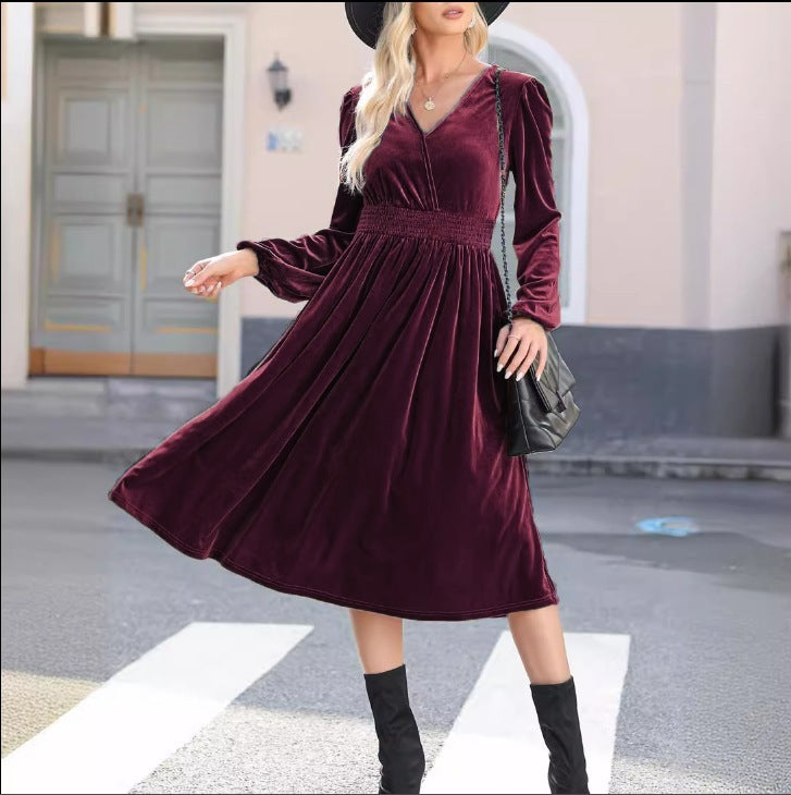Shannon – Langärmliges Kleid in einfarbigem Design für Damen