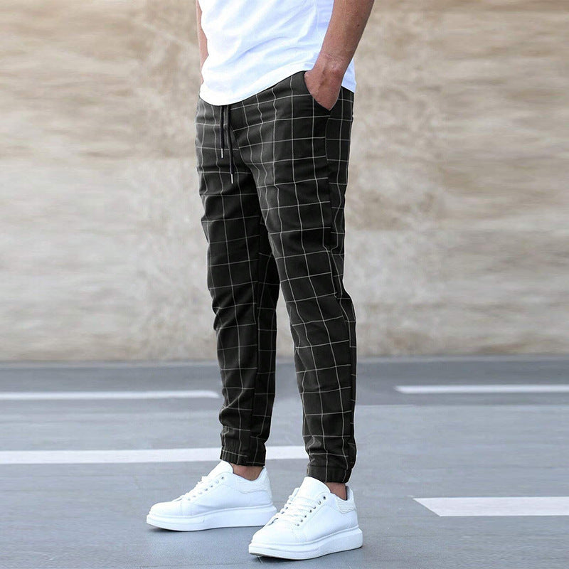 Herren Casual Karierte Jogginghose – Stilvolle Straight-Leg Freizeithose für Alltag und Sport