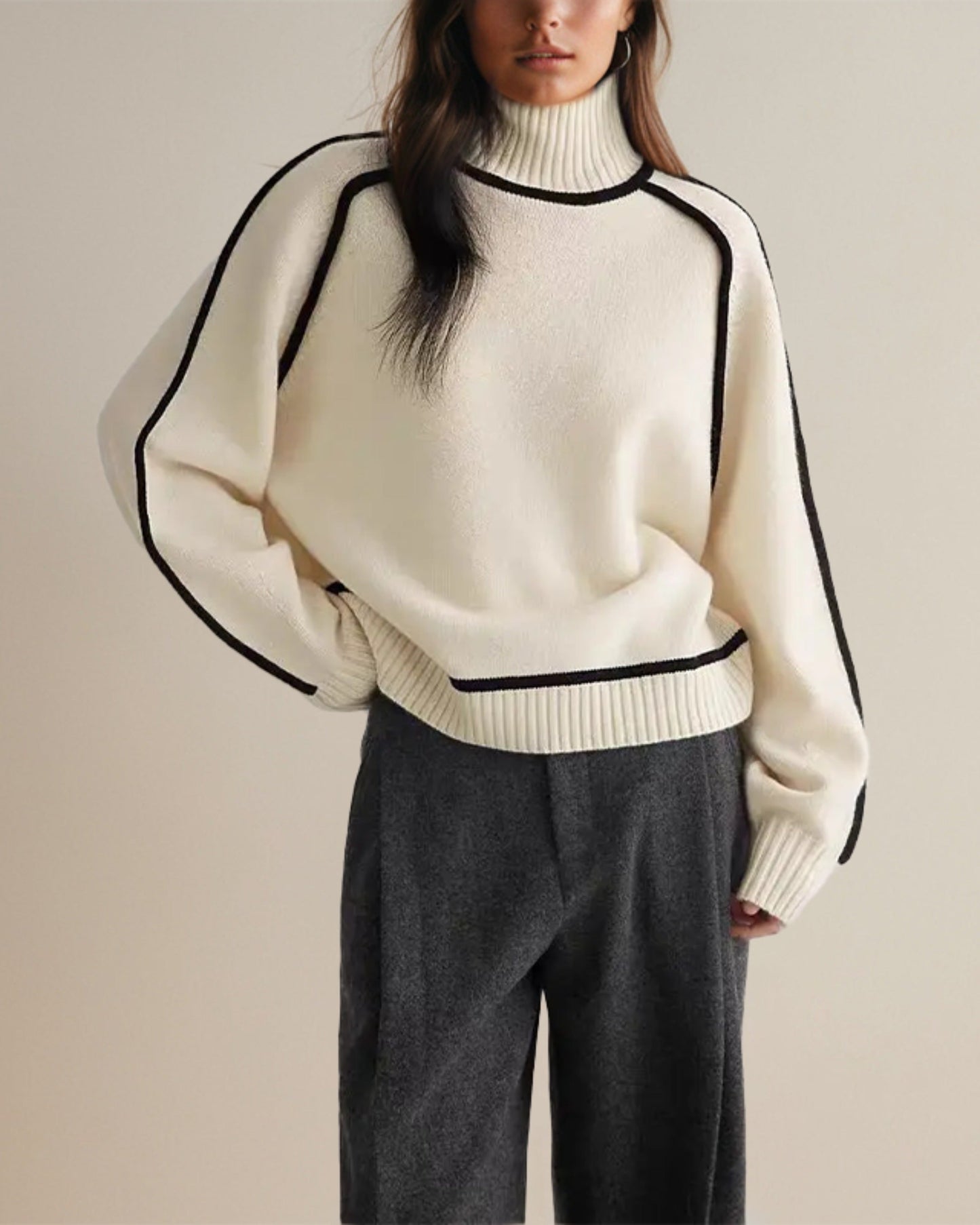 Damen Rollkragenpullover Modern Elegant – Herbst Winter Strickpullover für Büro und Freizeit