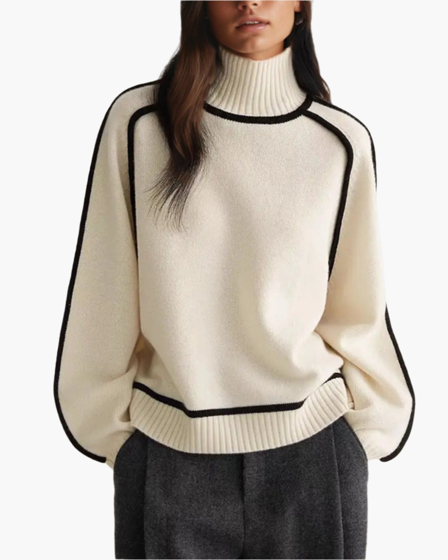 Damen Rollkragenpullover Modern Elegant – Herbst Winter Strickpullover für Büro und Freizeit
