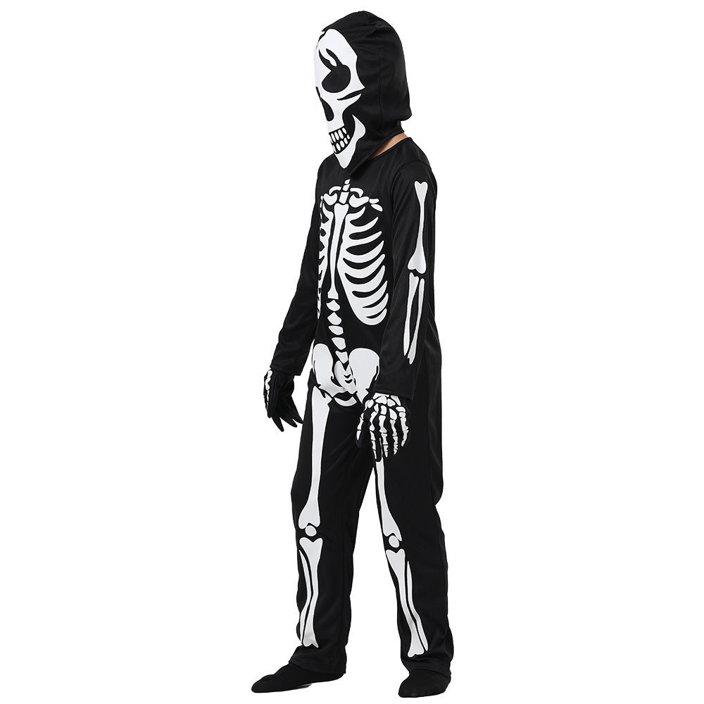 Halloween Kinder Skelett Kostüm – Leuchtender Ganzkörperanzug für Jungen und Mädchen – Perfekt für Halloween-Partys & Trick-or-Treat