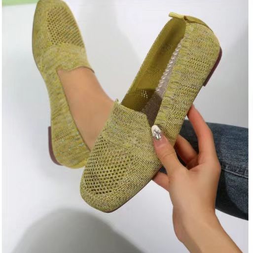 Damen Strick-Slipper Bequeme Modische Freizeitschuhe für Alltag und Reisen