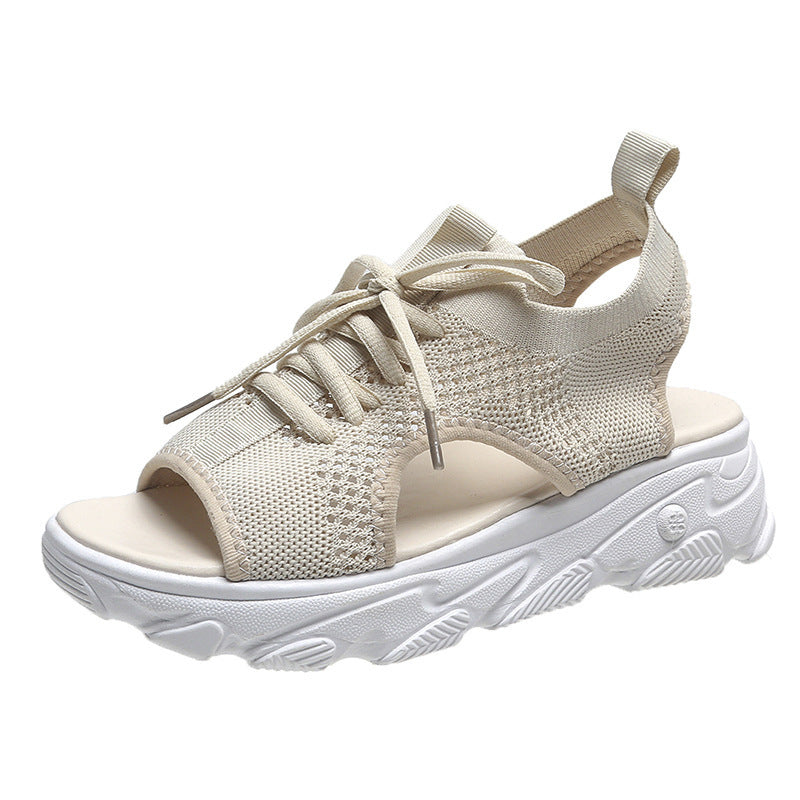 Victoria – Modische flache Sandalen für Damen mit dicker Sohle und Netzoberfläche