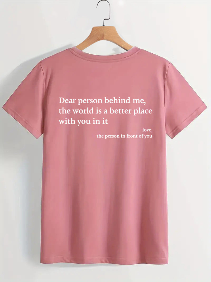 Carly – Damen T-Shirt mit Rundhalsausschnitt und Slogan