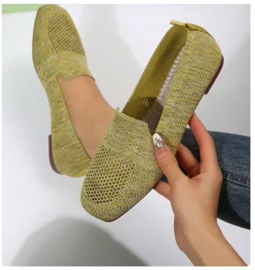Damen Strick-Slipper Bequeme Modische Freizeitschuhe für Alltag und Reisen
