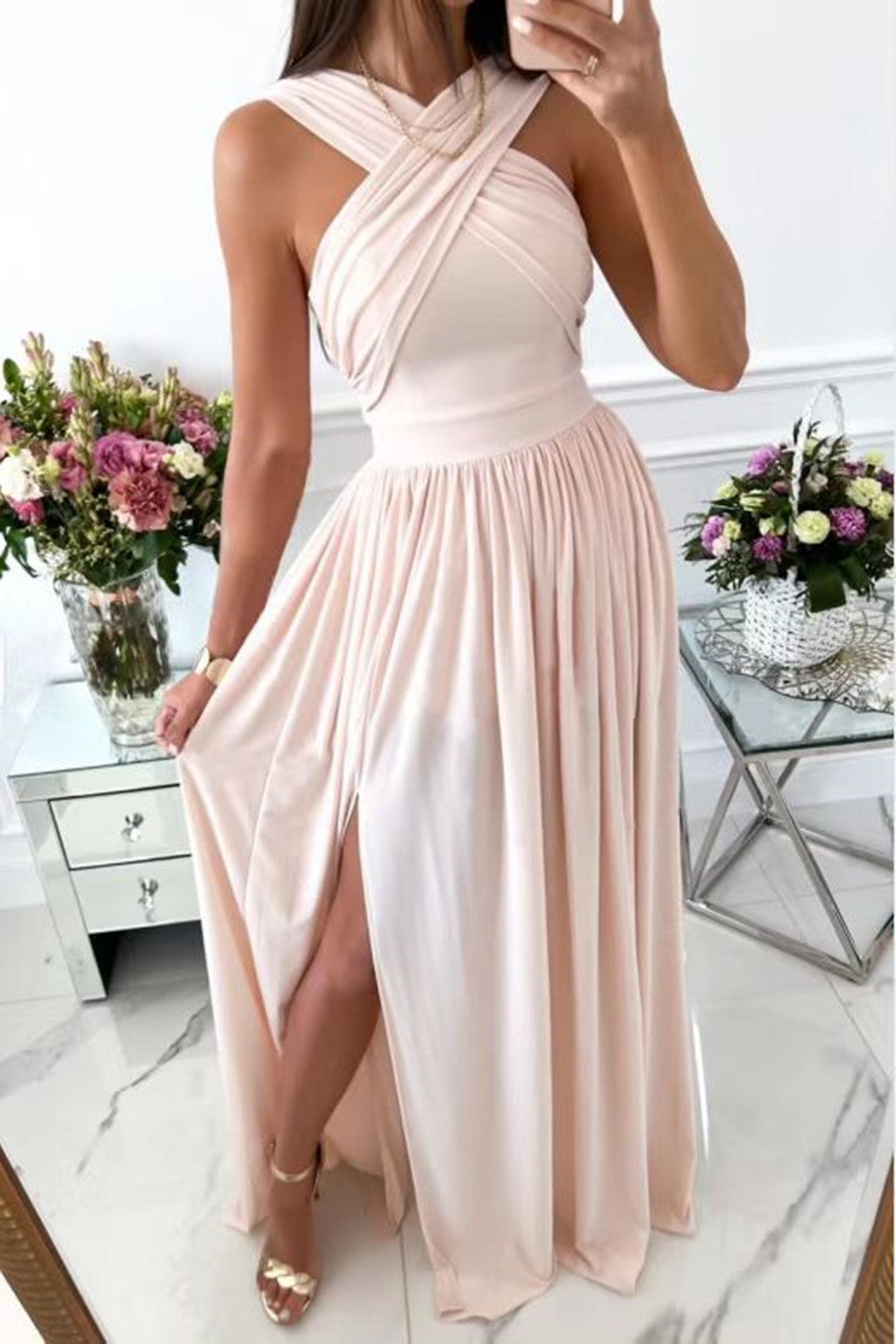 Natalie – Ärmelloses Sommerkleid mit Nackenband