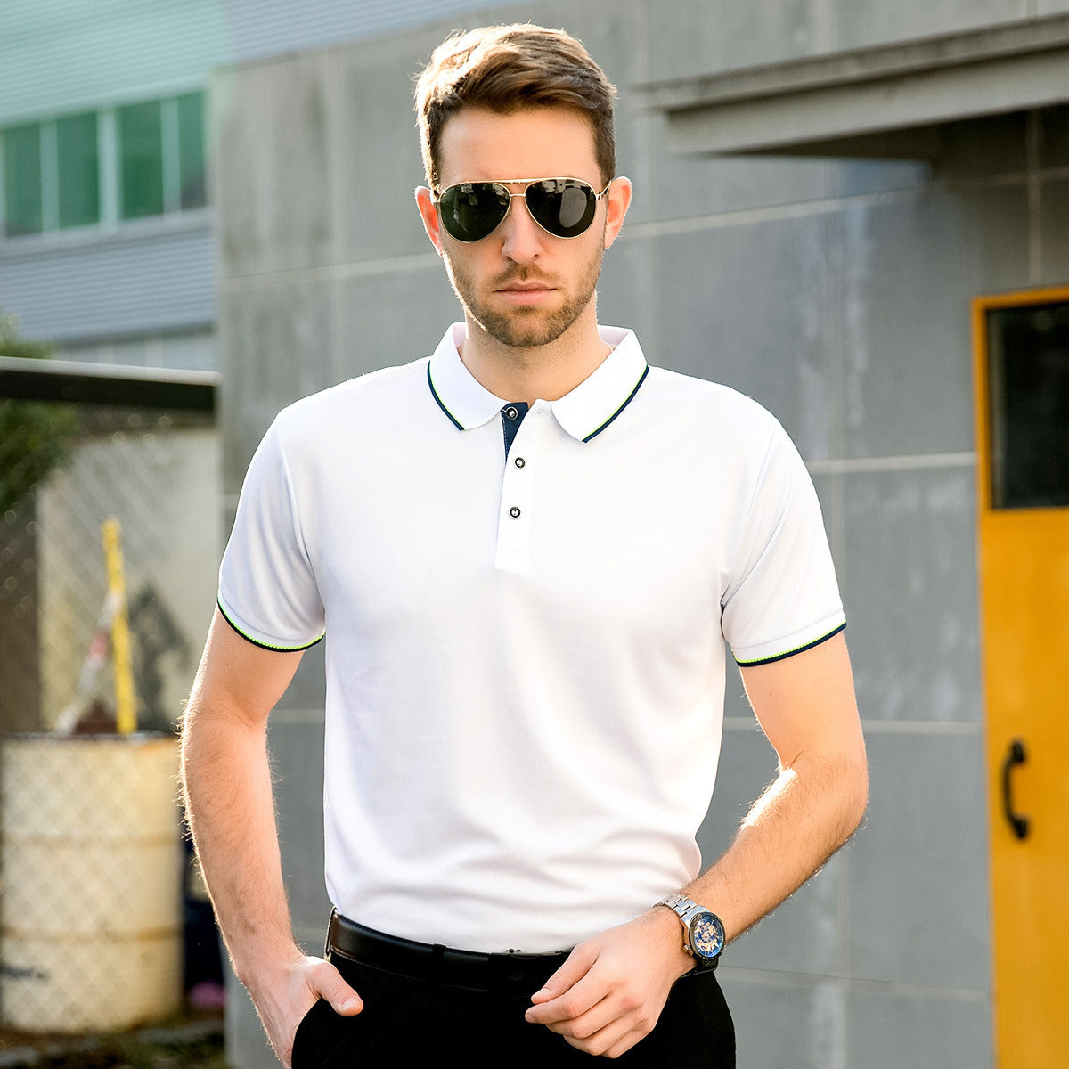 Dale – Herren Polohemd mit dünnem Kragen und kurzen Ärmeln