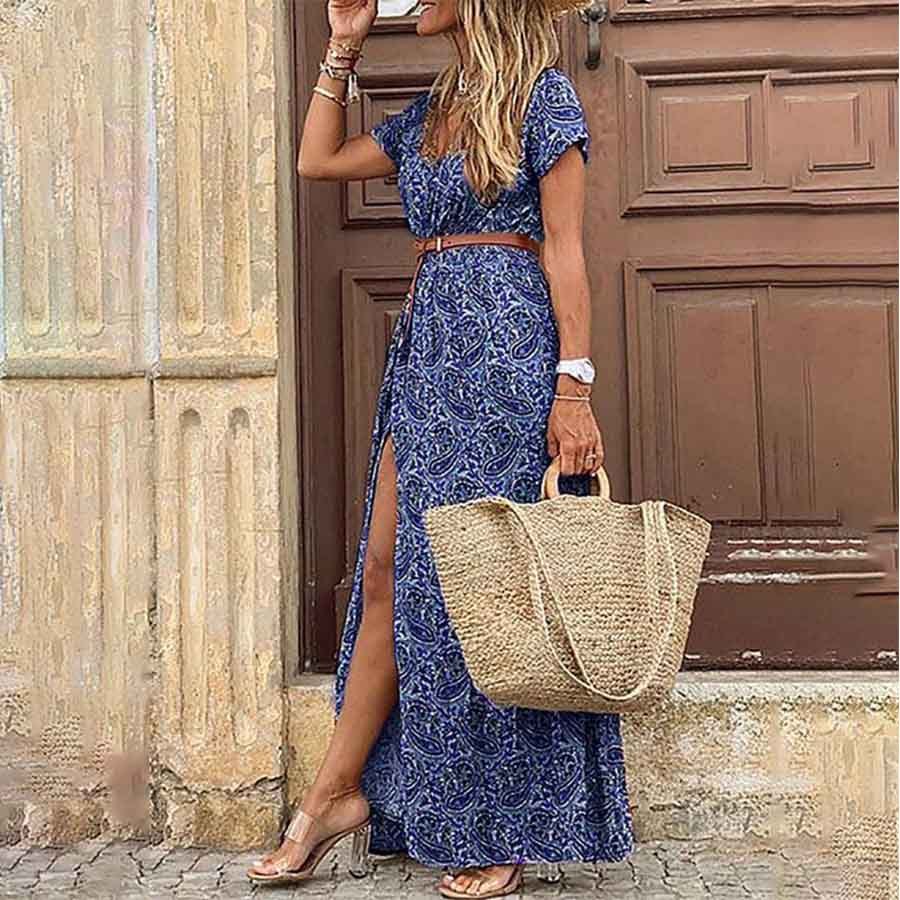 Carol – V-Ausschnitt floral Kleid für Damen