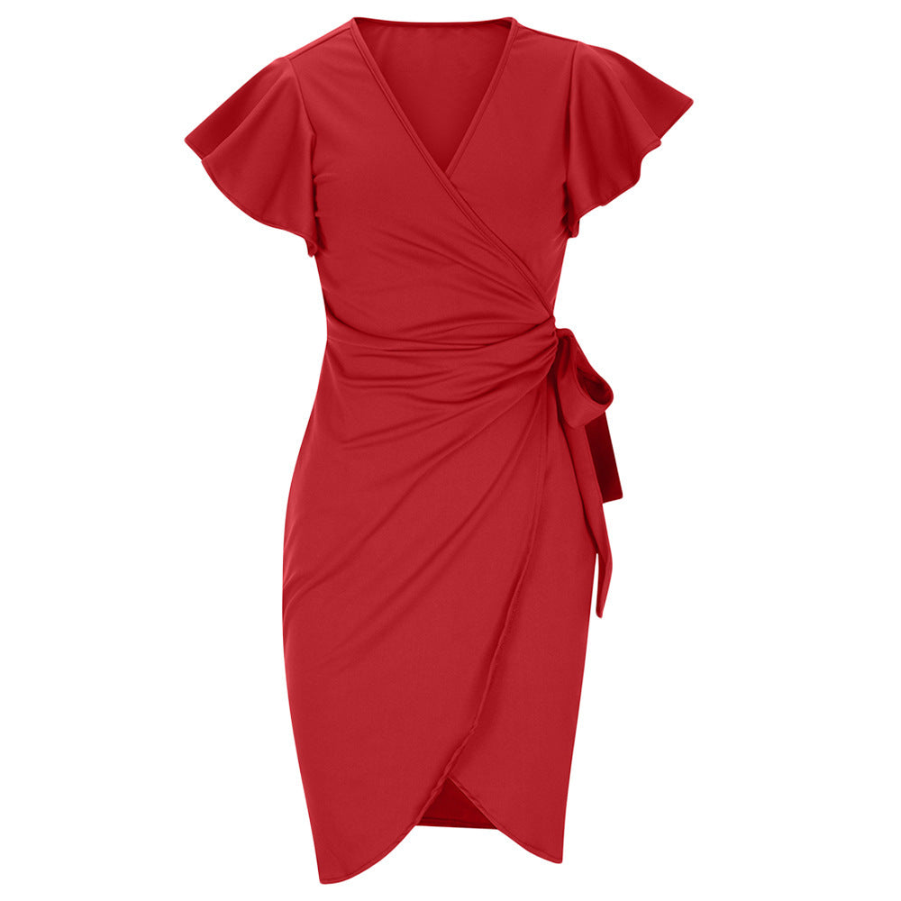Alice – Enges V-Ausschnitt Kleid mit Glockenärmel