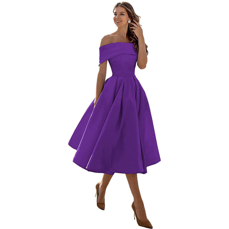 Michelle – Lässiges Trägerloses Satin-Party-Kleid