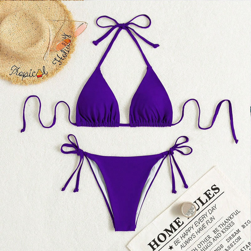 Anna – Bunter gebundener Halter-Bikini