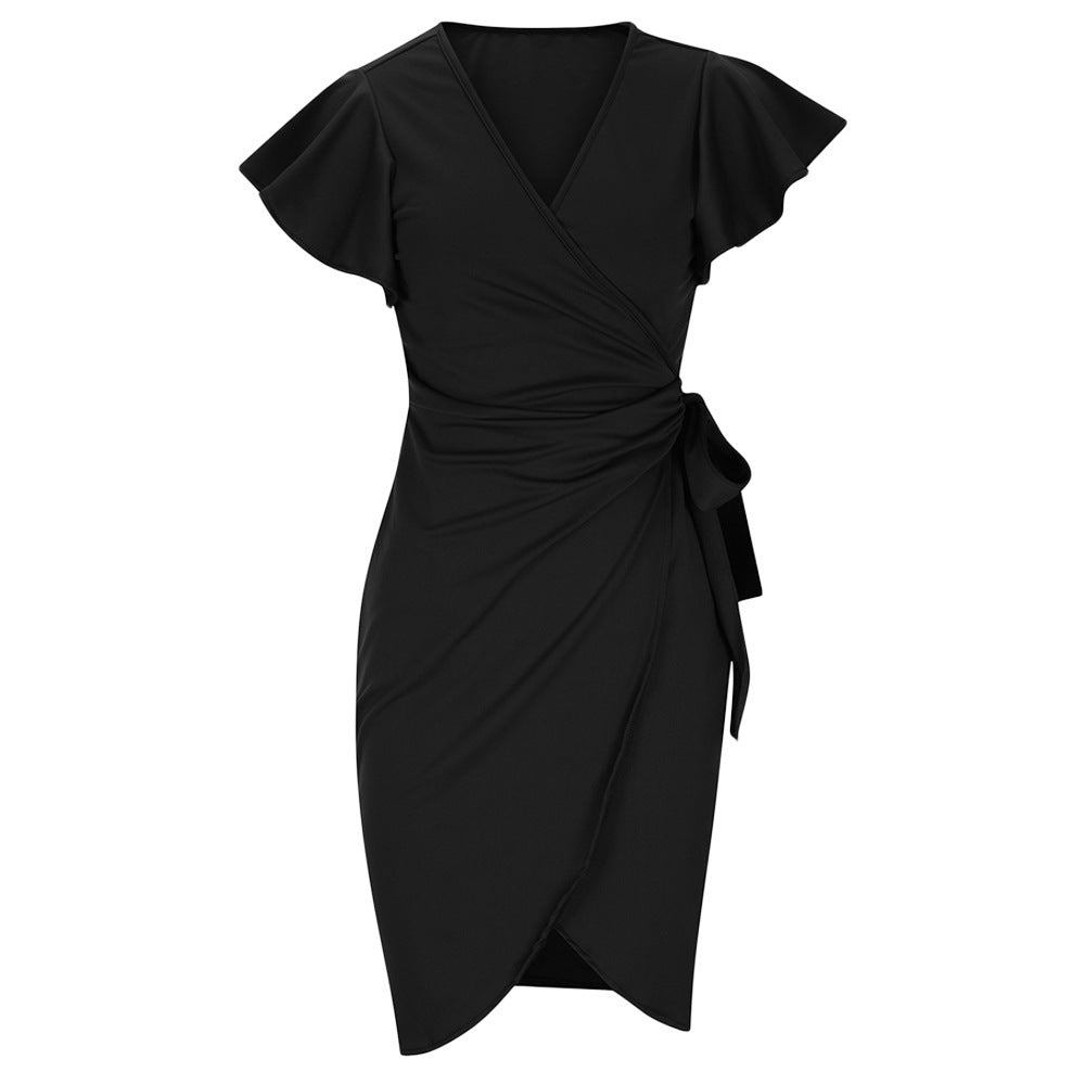 Alice – Enges V-Ausschnitt Kleid mit Glockenärmel
