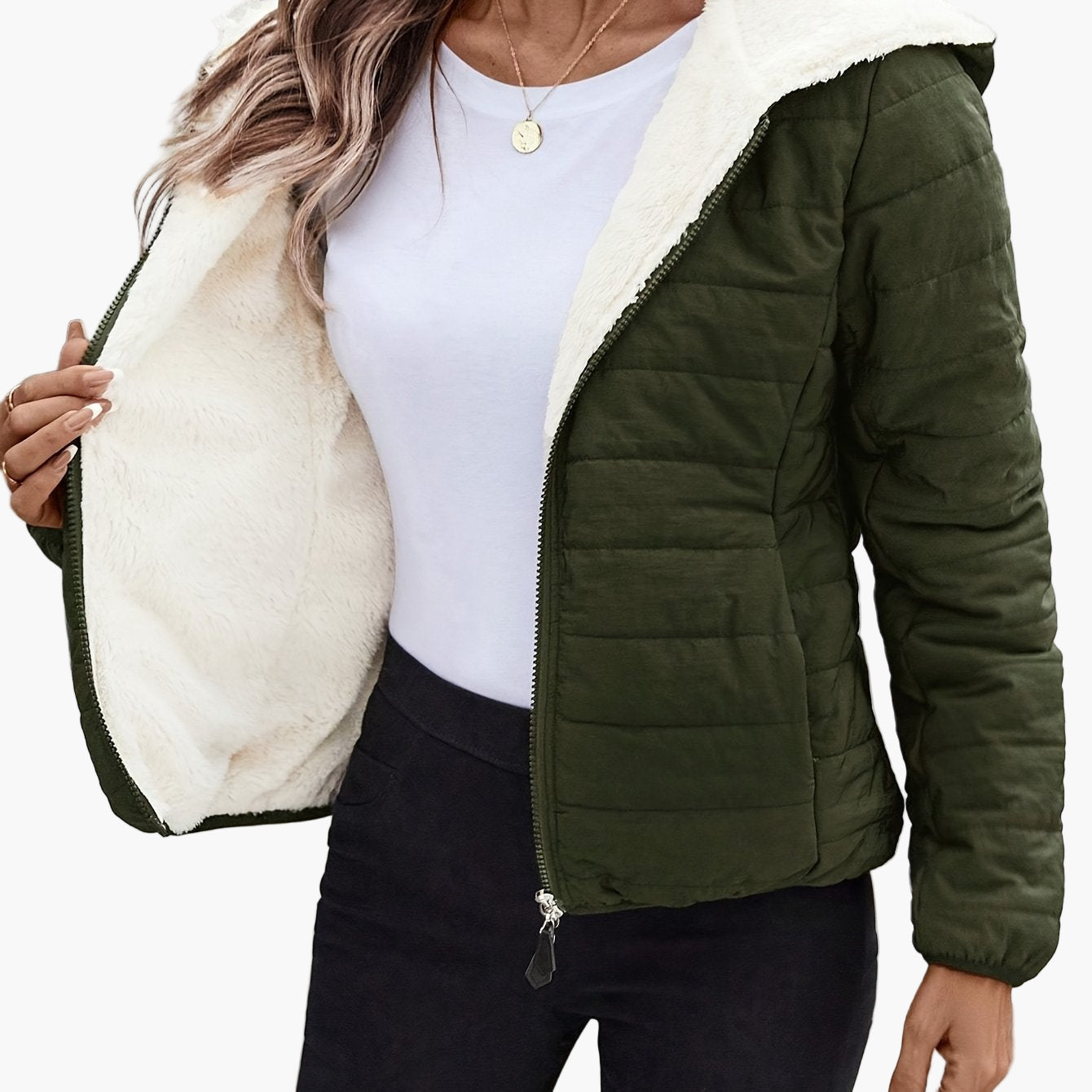 Damen Kapuzenjacke mit Fleecefutter – Bequemer Casual-Style für Herbst & Winter