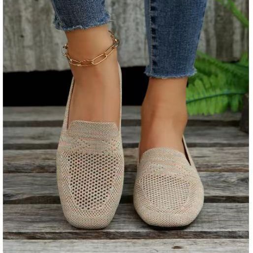 Damen Strick-Slipper Bequeme Modische Freizeitschuhe für Alltag und Reisen