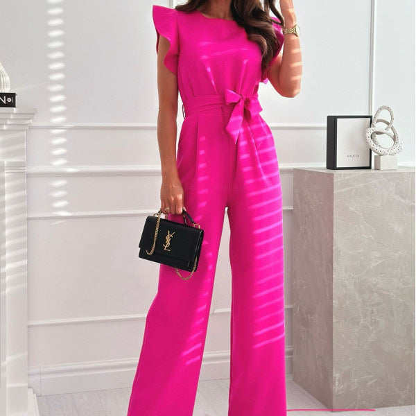 Damen Eleganter Jumpsuit mit Weitem Bein – Stilvoller Einteiler für Büro & Freizeit