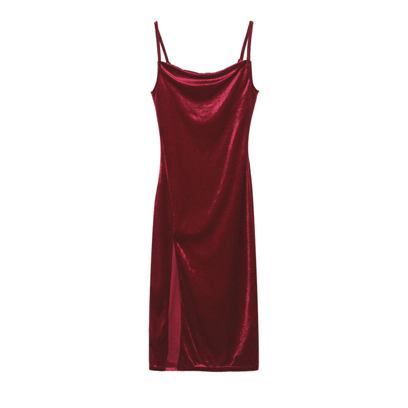 Pamela – Schickes Trägerkleid mit Spalt und ärmellos in soliden Farben