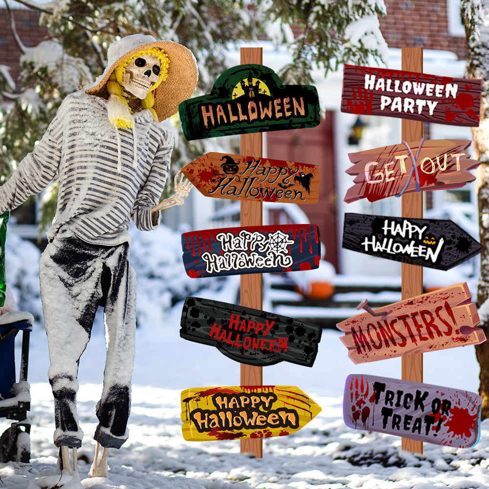 Halloween Deko Wegweiser Schilder Set für Party und Grusel-Atmosphäre