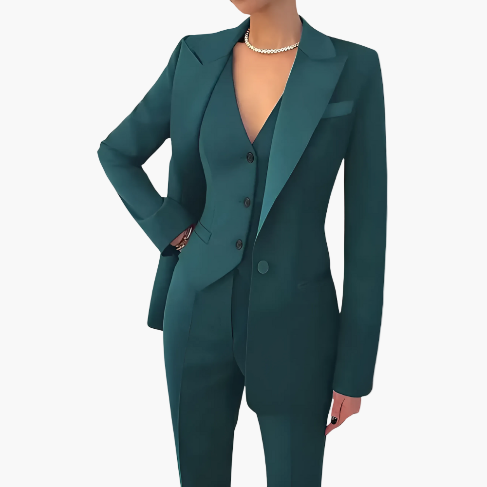 Damen Dreiteiliger Anzug mit Taillierter Passform – Elegantes Business- & Abend-Outfit