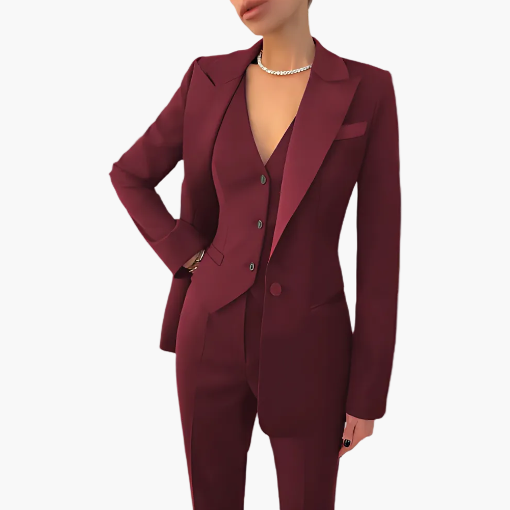 Damen Dreiteiliger Anzug mit Taillierter Passform – Elegantes Business- & Abend-Outfit