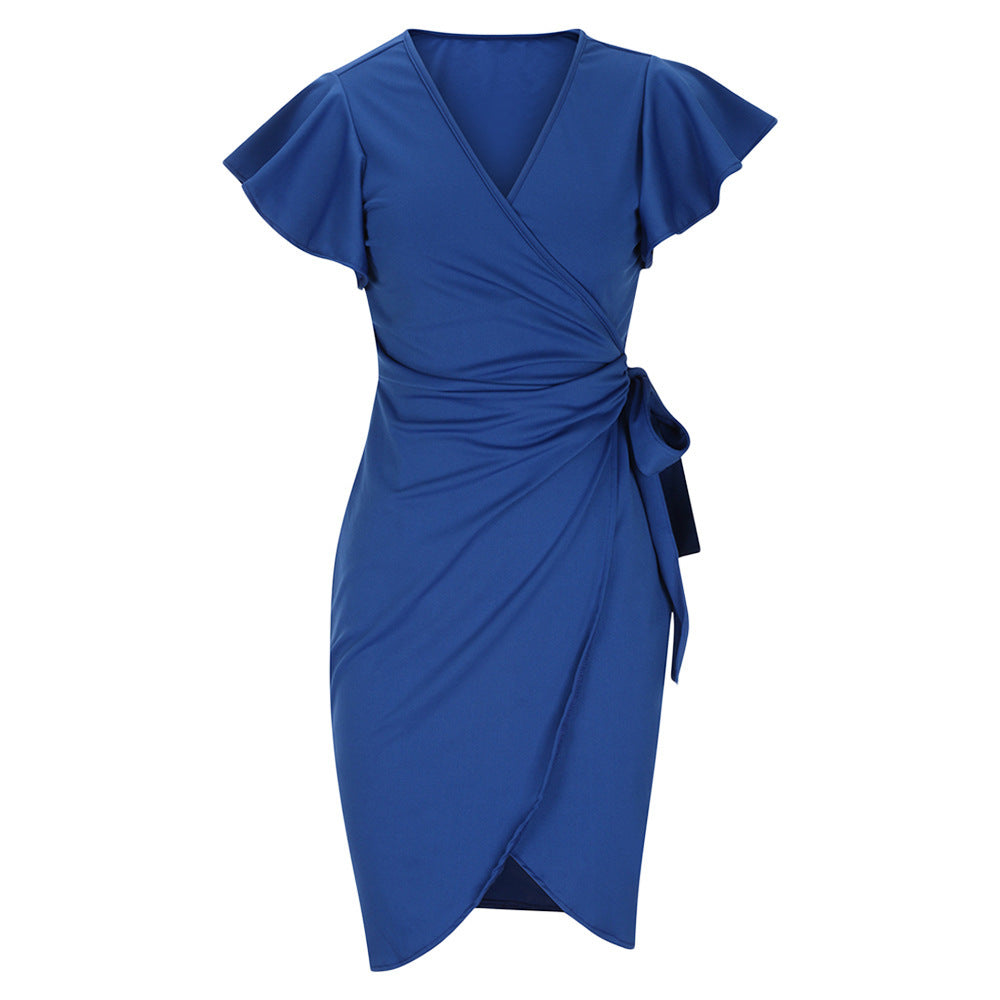Alice – Enges V-Ausschnitt Kleid mit Glockenärmel