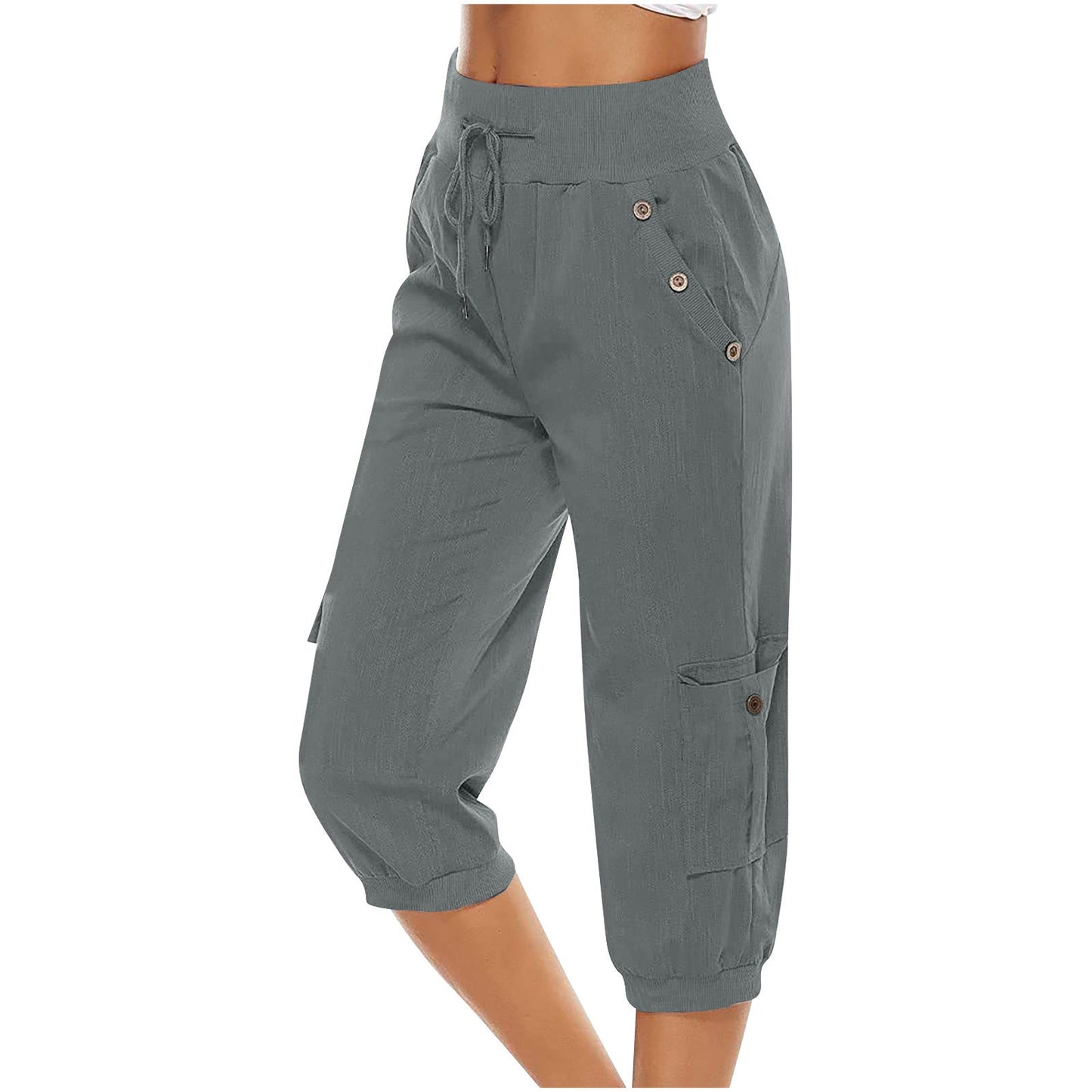 Rachel – Modische Damen Cargo-Hosen aus Baumwolle und Leinen mit Taschen