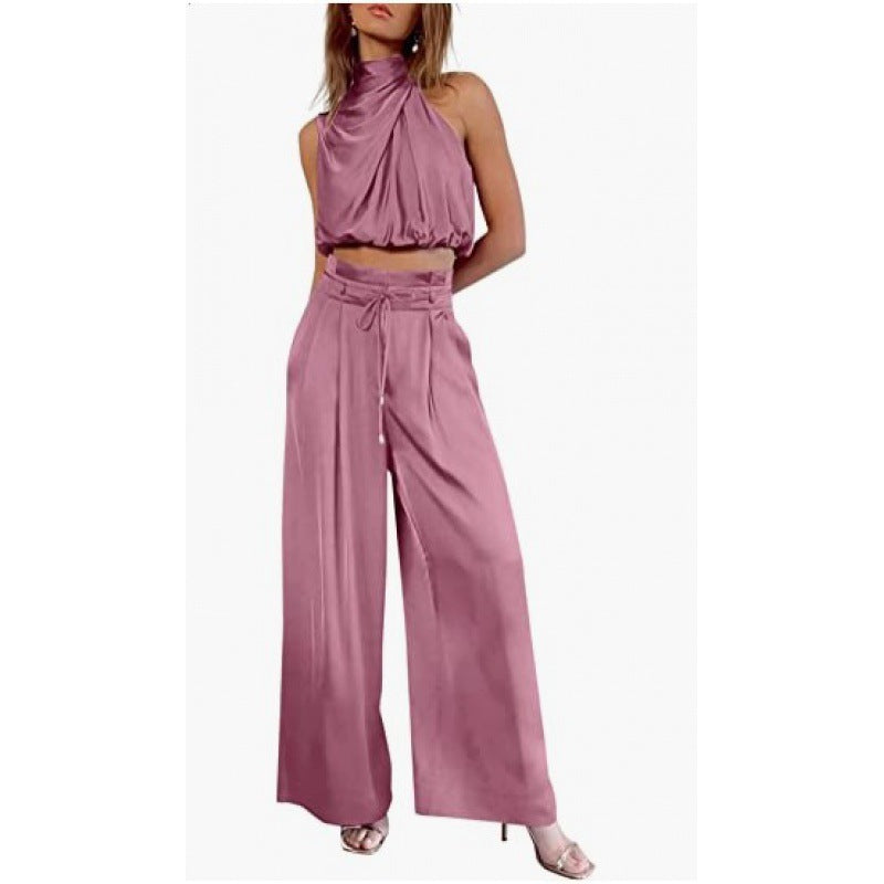 Jasmine – Lässiges ärmelloses Oberteil mit Midriff und weiten Beinen 2-teiliges Set Damenbekleidung