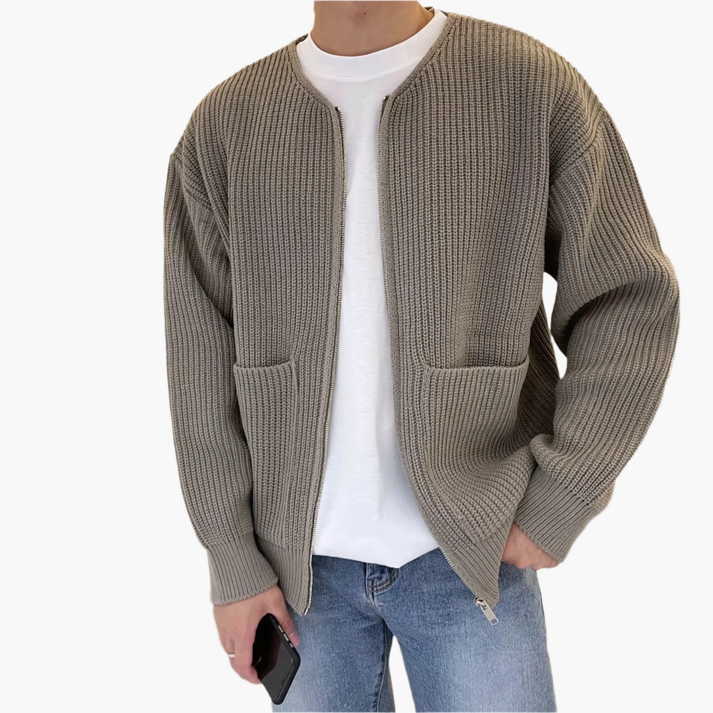Herren Strickjacke Cardigan – Modischer Alltagsbegleiter mit Reißverschluss und lässigem Stil