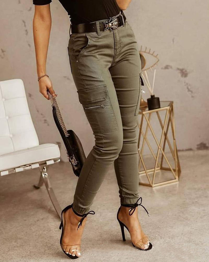 Andrea – Damenhosen mit niedriger Taille und Taschen