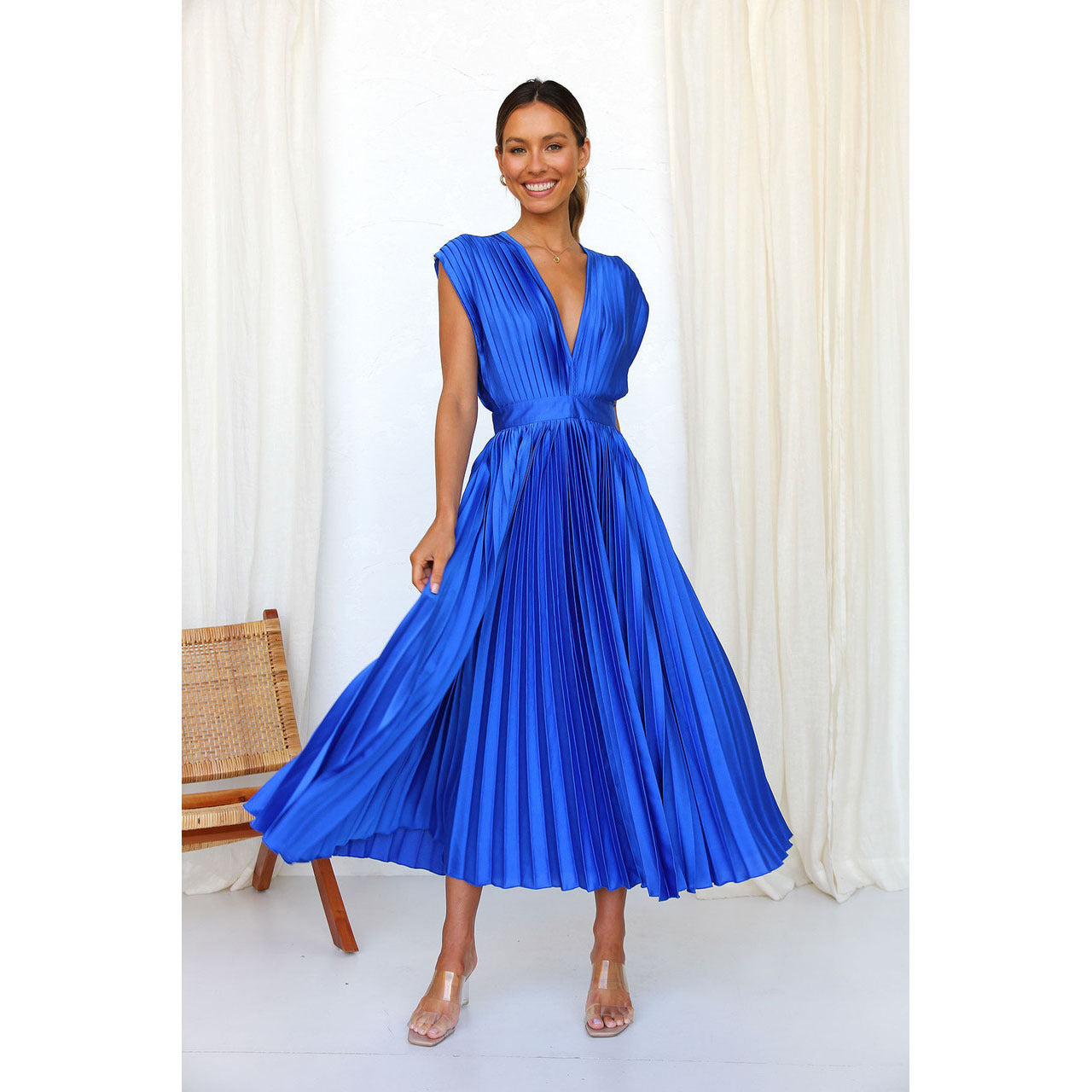 Amelia – Lässiges Faltenkleid mit Reißverschluss