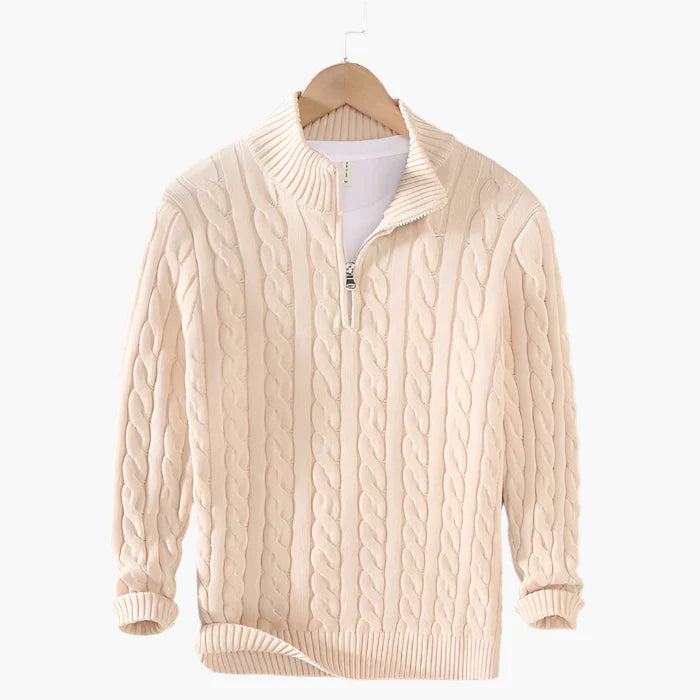 Herren Strickpullover mit Zopfmuster – Klassischer Stil für Büro und Freizeit