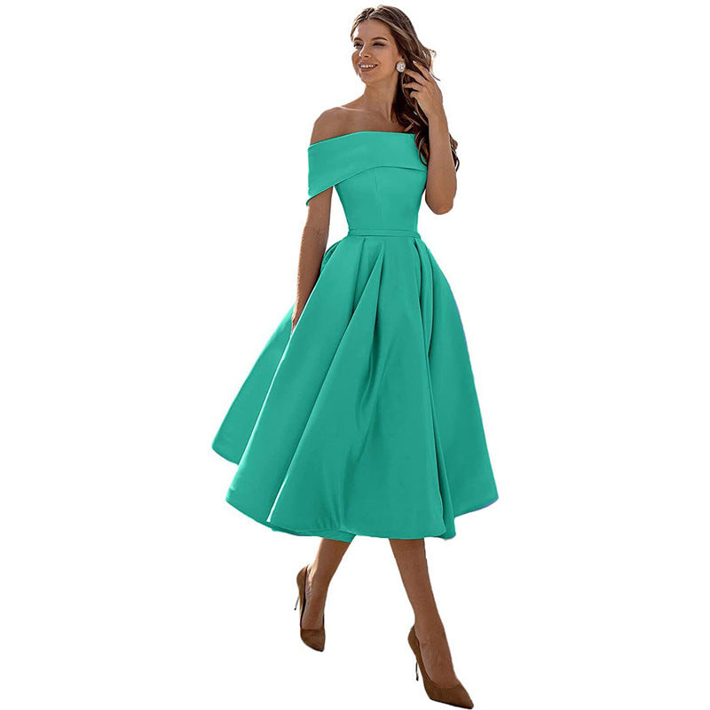 Michelle – Lässiges Trägerloses Satin-Party-Kleid