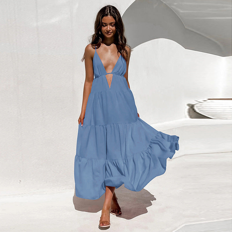 Sophie – Boho V-Ausschnitt Kleid mit Trägern