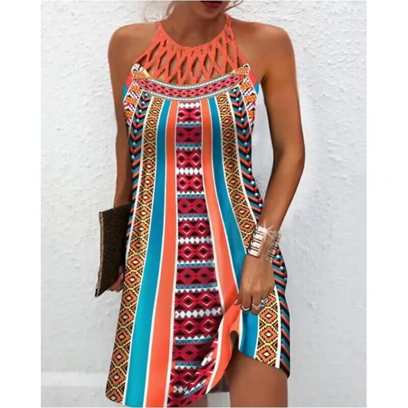 Sara – Lässiges Printkleid mit Neckholder für Damen im Sommer