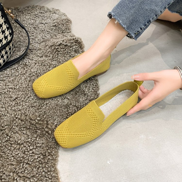 Damen Strick-Slipper Bequeme Modische Freizeitschuhe für Alltag und Reisen