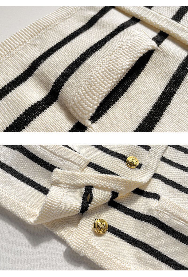 Vanessa – Gestreifter Damenstrickcardigan mit kurzer Länge