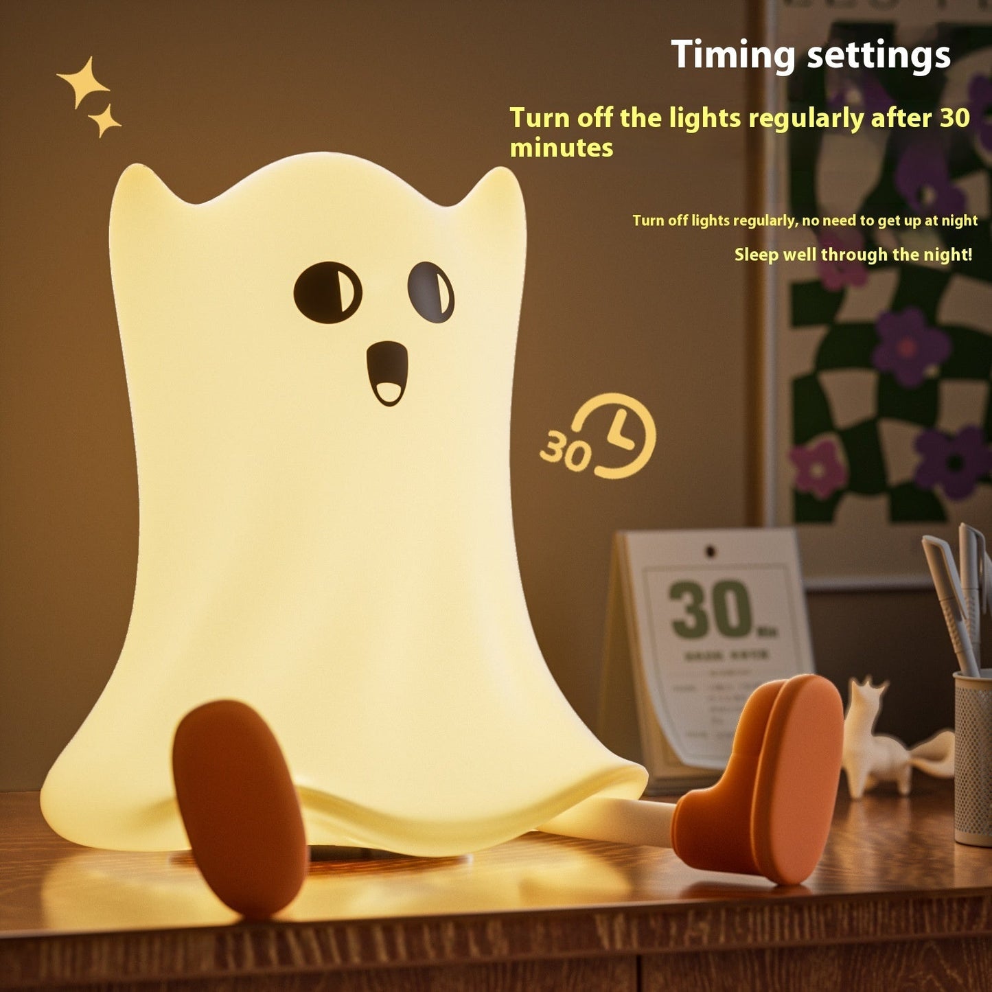 Halloween Geist Nachtlicht – Kinderzimmer Dekoration, Cartoon LED Lampe für Halloween Stimmung