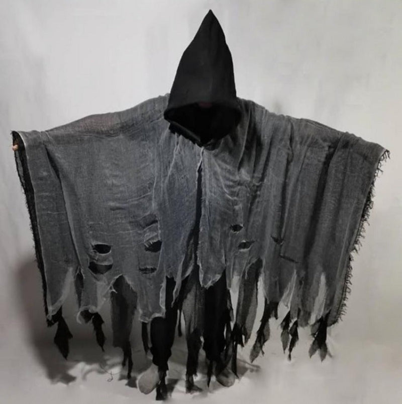 Halloween Herren & Damen Grim Reaper Kostüm – Unheimlicher Umhang mit Kapuze für Halloween-Partys & Deko