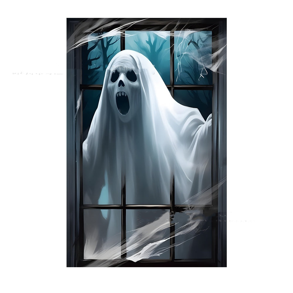 Halloween Fensterdeko – Gruselige Nonnenfigur für Spukhaus & Party