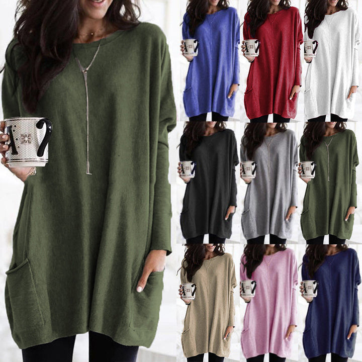 Damen Oversized Pullover Langarm Bequemer Freizeit-Look