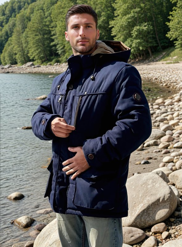 Herren Outdoor Winterjacke – Warm Gefüttert mit Abnehmbarer Kapuze und Vielseitigem Design