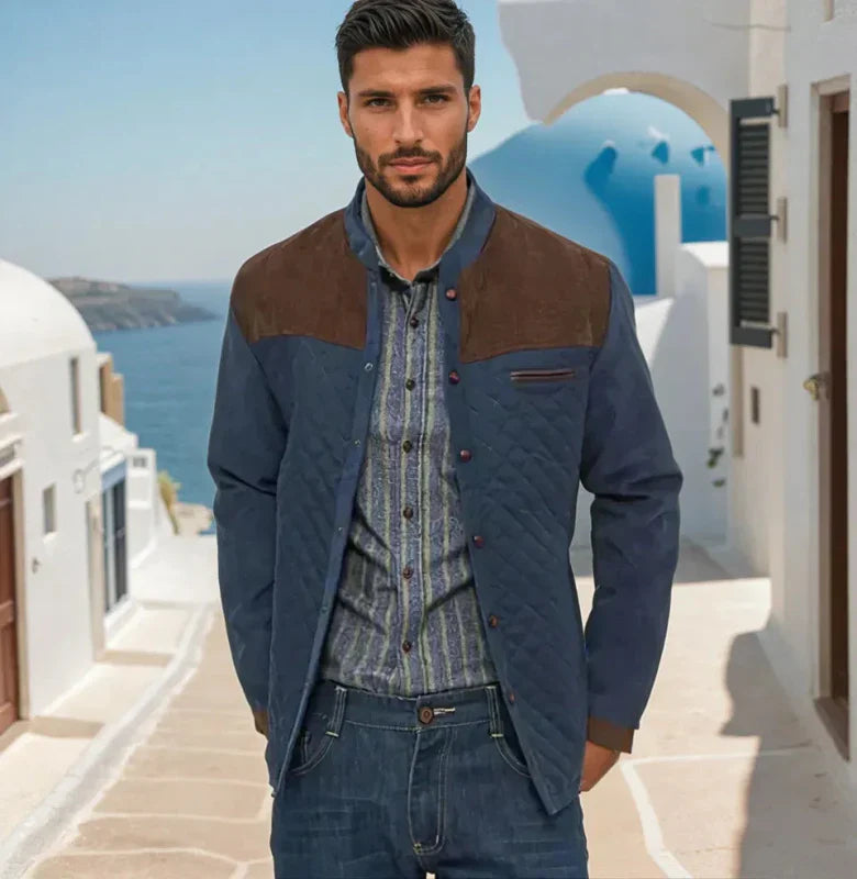Herren Steppjacke im Patchwork-Design – Eleganter Casual-Look für Alltag und Freizeit